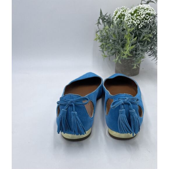 Aquazzura Forever Marilyn Turquoise Blue Ballet Flats Designer Suede 40.5/10 US - Picture 3 of 9